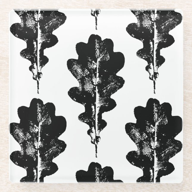 Schwarz-Weiß-Eichenholz Glasuntersetzer (Vorderseite)