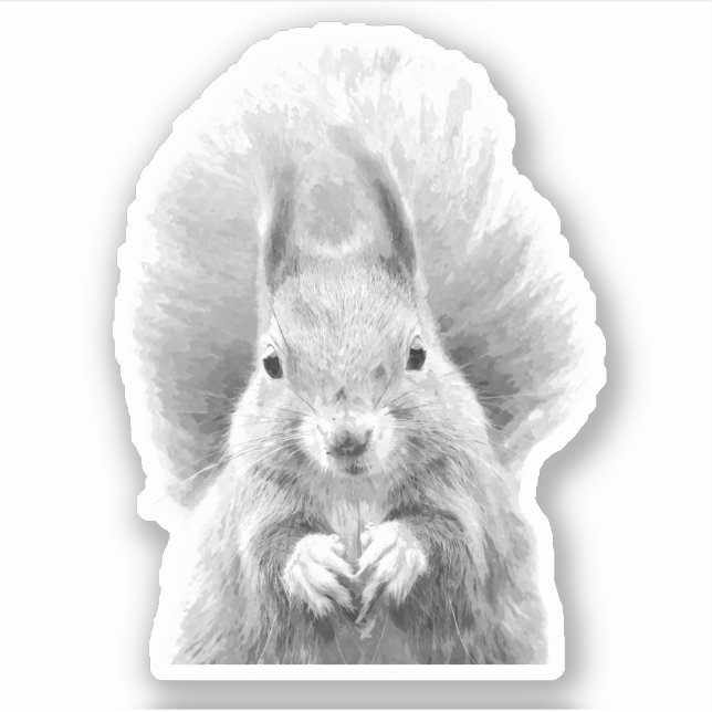 Schwarz-Weiß-Eichhörnchen Aufkleber (Vorderseite)