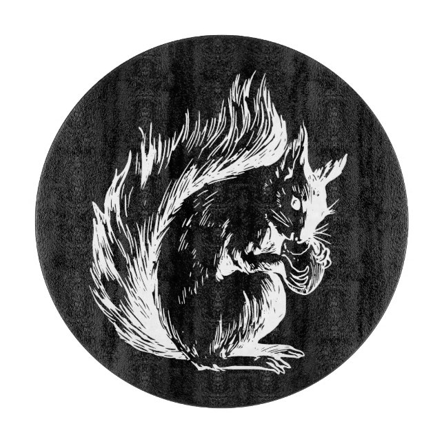 Schwarz-Weiß-Eichhörnchen-Kunst Schneidebrett (Vorderseite)
