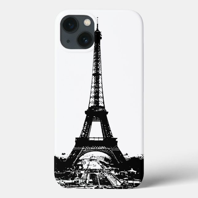 Schwarz-Weiß-Eiffelturm Case-Mate iPhone Hülle (Rückseite)
