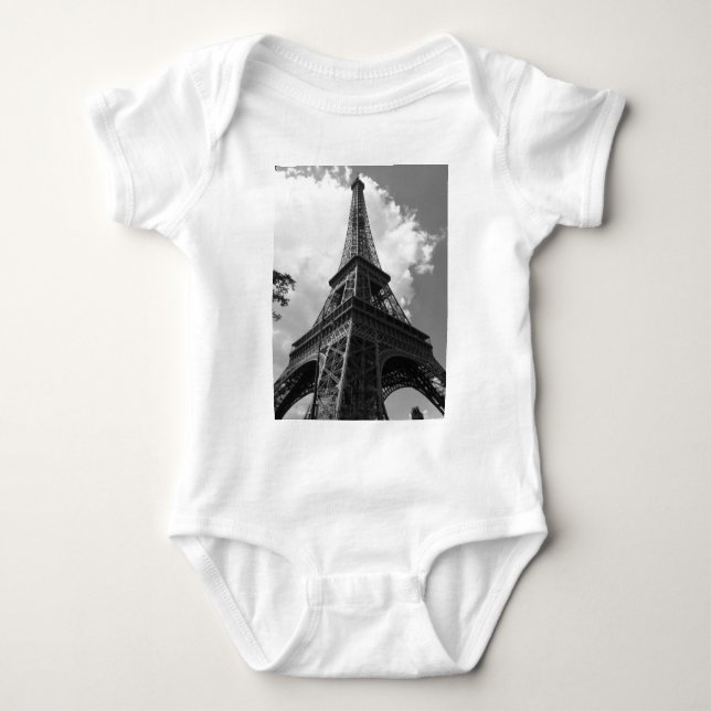 Schwarz-Weiß-Eiffelturm in Paris Baby Strampler (Vorderseite)