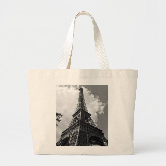 Schwarz-Weiß-Eiffelturm in Paris Jumbo Stoffbeutel (Vorne)