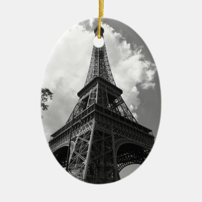 Schwarz-Weiß-Eiffelturm in Paris Keramik Ornament (Vorne)