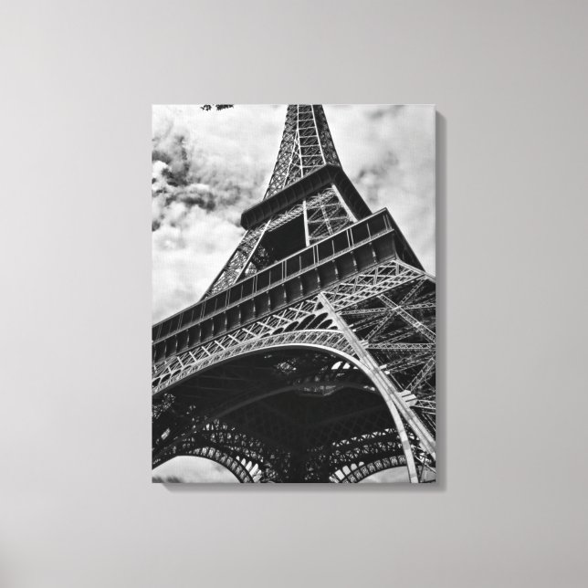 Schwarz-Weiß-Eiffelturm in Paris Leinwanddruck (Vorderseite)