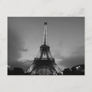 Schwarz-Weiß-Eiffelturm in Paris Nacht Postkarte