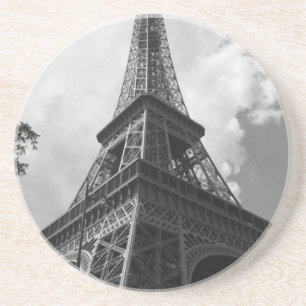 Schwarz-Weiß-Eiffelturm in Paris Sandstein Untersetzer