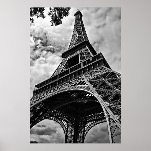 Schwarz-weiß Eiffelturm Liebe Paris - Europa Reise Poster (Vorne)