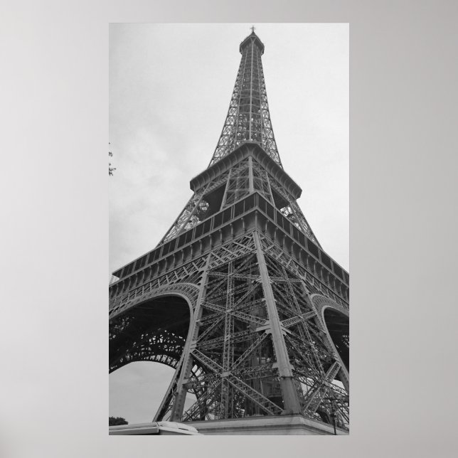 Schwarz-weiß Eiffelturm Paris Poster (Vorne)