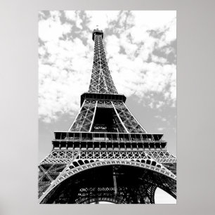 Schwarz Weiß Eiffelturm Paris Reise Poster