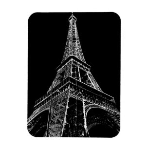 Schwarz Weiß Eiffelturm Paris Reise Vintage Magnet