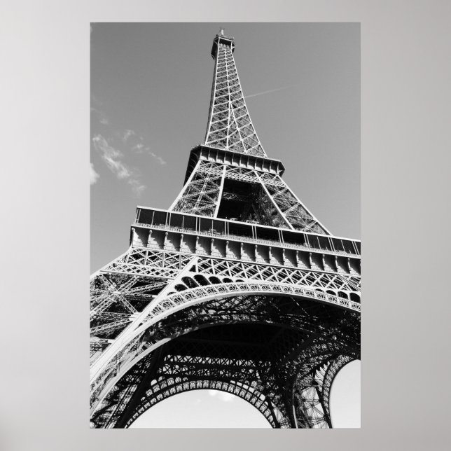 Schwarz-Weiß-Eiffelturm Paris Romantische Stadt Poster (Vorne)