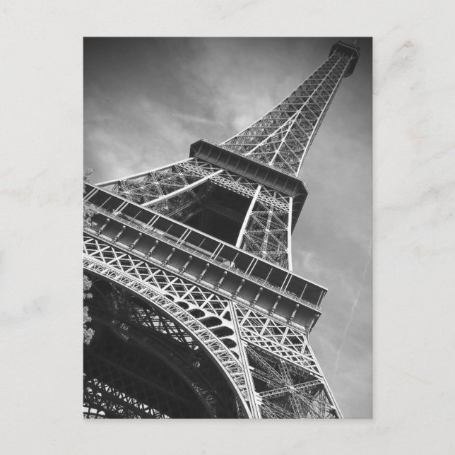 Schwarz-Weiß-Eiffelturm von unten - Paris Postkarte (Vorderseite)