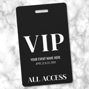 Schwarz Weiß Einfach Elegant VIP Event Ausweis
