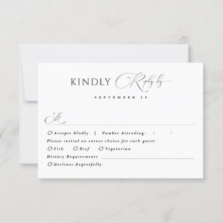 Schwarz & Weiß Einfach Moderne Minimalistische Kla RSVP Karte