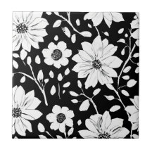 Schwarz-Weiß-Einfache Blume Nahtloses Muster