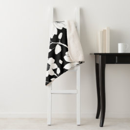 Schwarz-Weiß-Einfache Blume Nahtloses Muster Sherpadecke