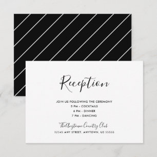 Schwarz-Weiß-Einfache Elegante Hochzeit-Empfang Einladung