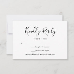 Schwarz-Weiß-Einfache Elegante Hochzeit-UAWG RSVP Karte