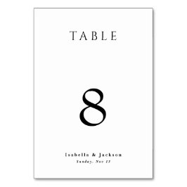 Schwarz & Weiß Einfache Elegante schicke Hochzeit Tischnummer