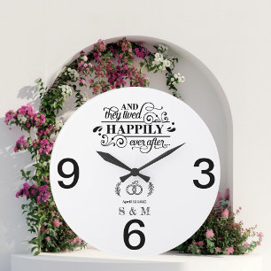 Schwarz/Weiß Einfache Minimalistische Neuverheirat Große Wanduhr