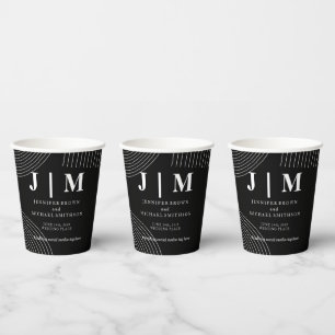 Schwarz-Weiß-Einfache moderne Drinks Hochzeit Pappbecher