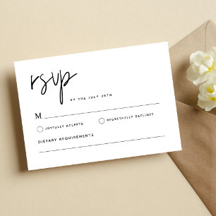 Schwarz-Weiß-Einfache moderne Minimalistische Hoch RSVP Karte