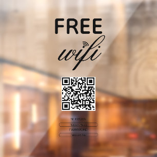 Schwarz Weiß Einfacher Kostenloser Wi-Fi QR-Code O Fensteraufkleber