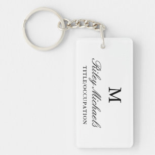 Schwarz Weiß Einfaches Elegantes Monogramm Name Ti Schlüsselanhänger
