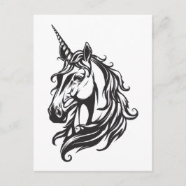 Schwarz-Weiß-Einhorn-Zeichnung Postkarte