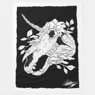 Schwarz-Weiß-Einhornschädel Fleecedecke