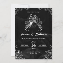 Schwarz-Weiß-Einladung zur Hochzeit Einladung