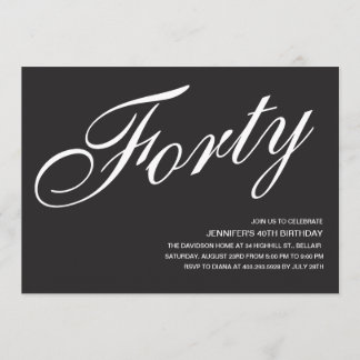 Schwarz-Weiß-Einladungen zum 40. Geburtstag Einladung