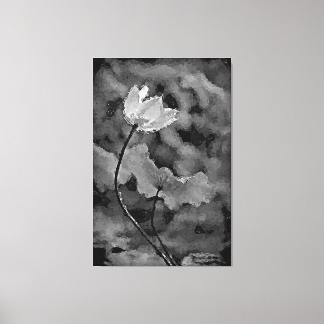 Schwarz-Weiß-einsame Blume Leinwanddruck (Vorderseite)