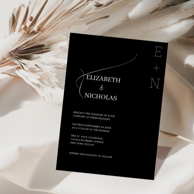 Schwarz-Weiß einzigartige Vorlage Hochzeit Einladu (Von Creator hochgeladen)