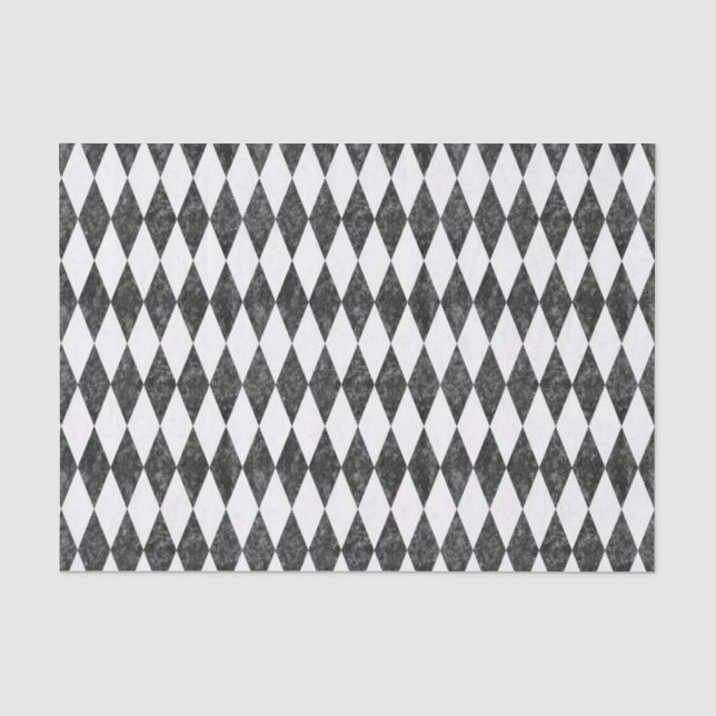 Schwarz-weiß-Eis-Harlequin Diamond-Raute Seidenpapier (Vorderseite)