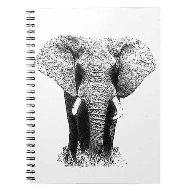Schwarz-Weiß-Elefant Notizblock (Vorderseite)