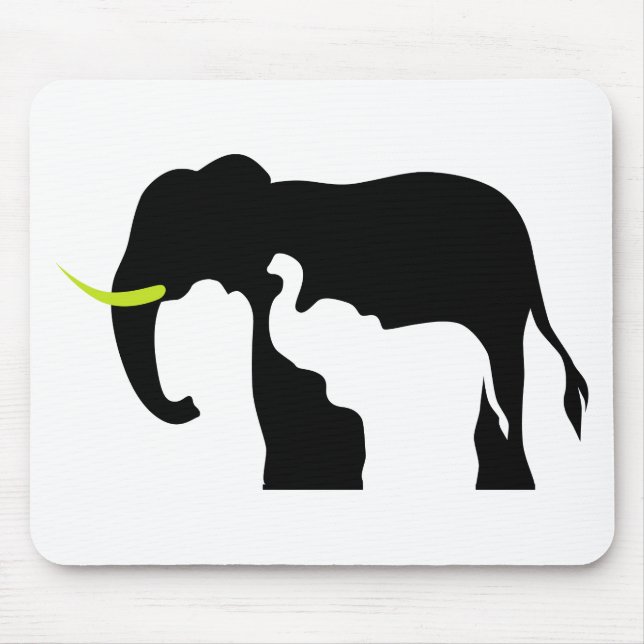 Schwarz-Weiß-Elefanten Mousepad (Vorne)