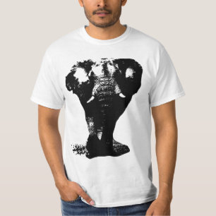 Schwarz-Weiß-Elefantendesign Pop T-Shirt