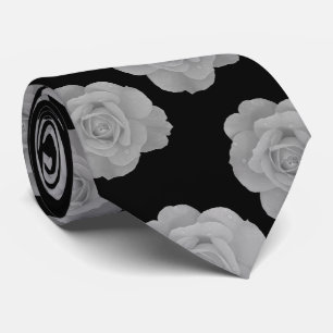 Schwarz Weiß Elegant Klassisch Grau Florale Drucke Krawatte
