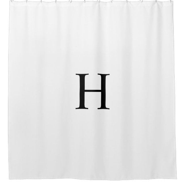 Schwarz Weiß Elegant Klassisch Monogramm Duschvorhang (Vorderseite)