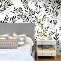 Schwarz-weiß Elegant Modernes Leaf