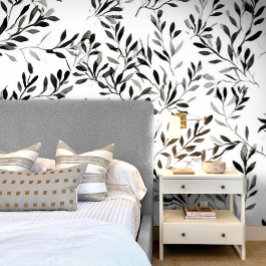 Schwarz-weiß Elegant Modernes Leaf Tapete