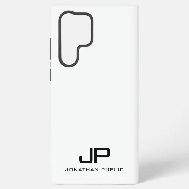 Schwarz-Weiß-Elegant Modernes Minimalistisches Mon Samsung Galaxy Hülle (Rückseite)