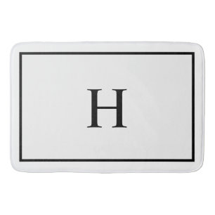 Schwarz Weiß Elegant Modernes Monogramm Badematte