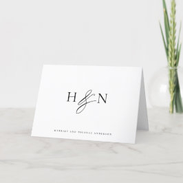 Schwarz-Weiß-Elegant-Monogramm-Hochzeit Dankeskarte