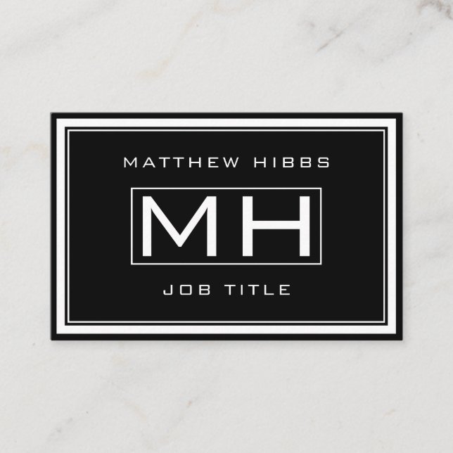 Schwarz-Weiß-Elegant Visitenkarte (Vorderseite)