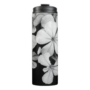 Schwarz-Weiß Elegante Blumen Thermosbecher