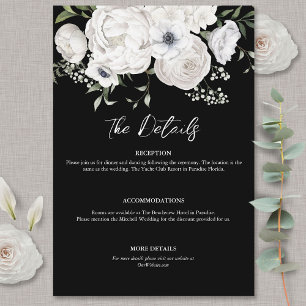 Schwarz-Weiß Elegante Blumenstrauß Modern Begleitkarte