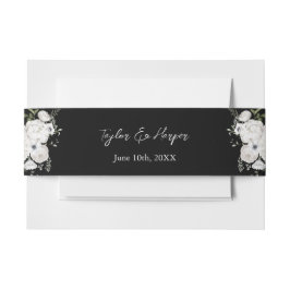 Schwarz-Weiß Elegante Blumenstrauß Modern Einladungsbanderole