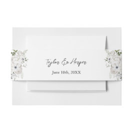 Schwarz-Weiß Elegante Blumenstrauß Modern Einladungsbanderole
